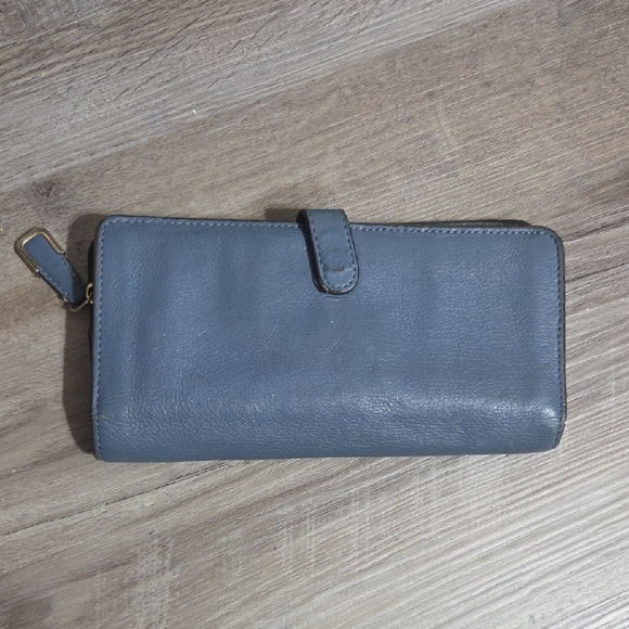 Coach Slate Blue Leather Zip Wallet - Picture 3 of 10